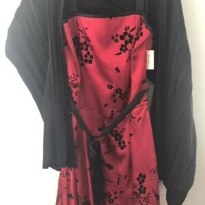 Women’s Red and Black Satin floral Dress